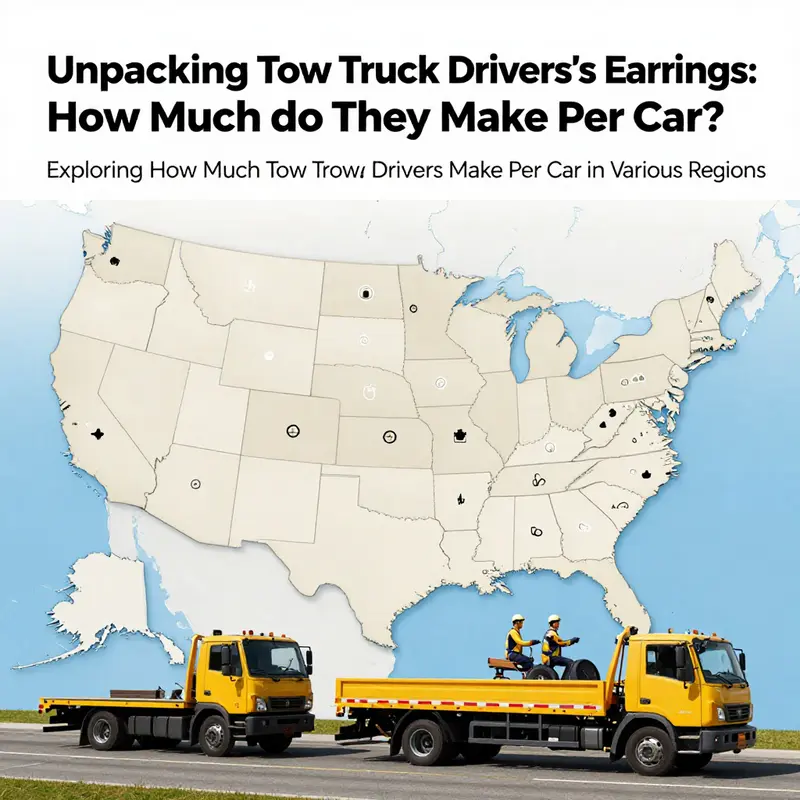 A map displaying the average earnings of tow truck drivers across different regions.