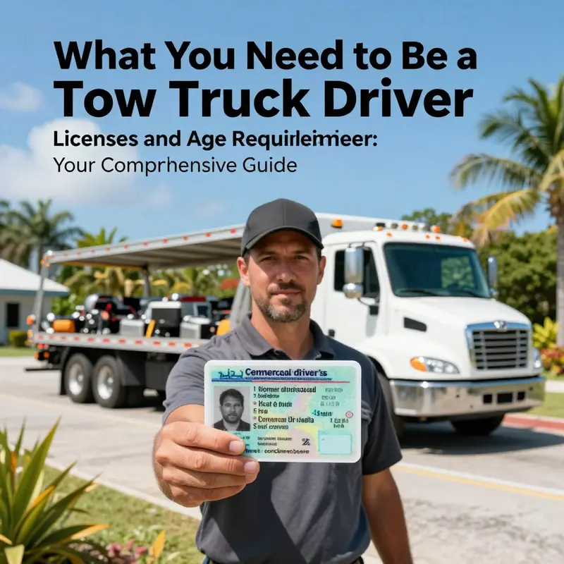 A qualified tow truck driver showcasing the essential licenses required for the job.