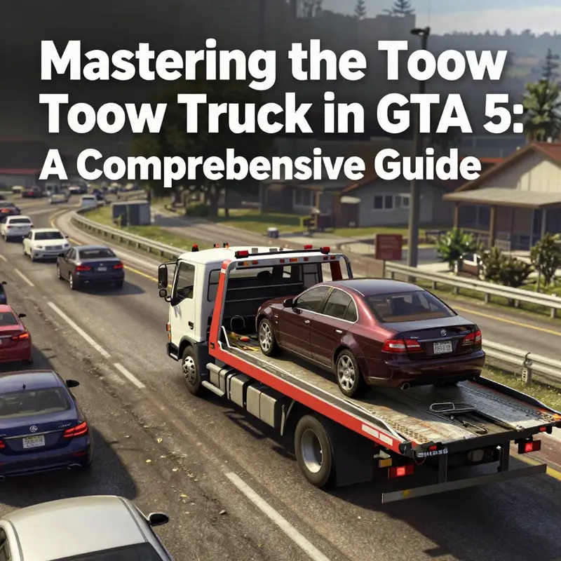 Step-by-step process of using a tow truck in GTA 5, highlighting the preparedness of a player.