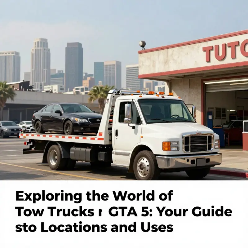 A tow truck ready for service near an auto repair shop in Los Santos.