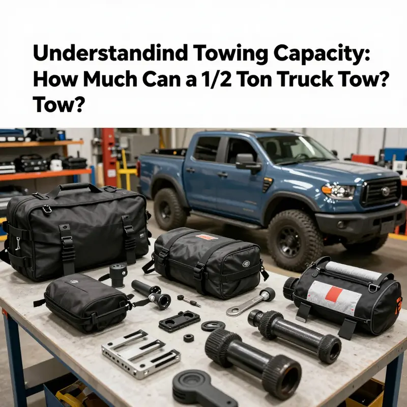 A 1/2 ton truck demonstrating its basic towing capacity on an island road.