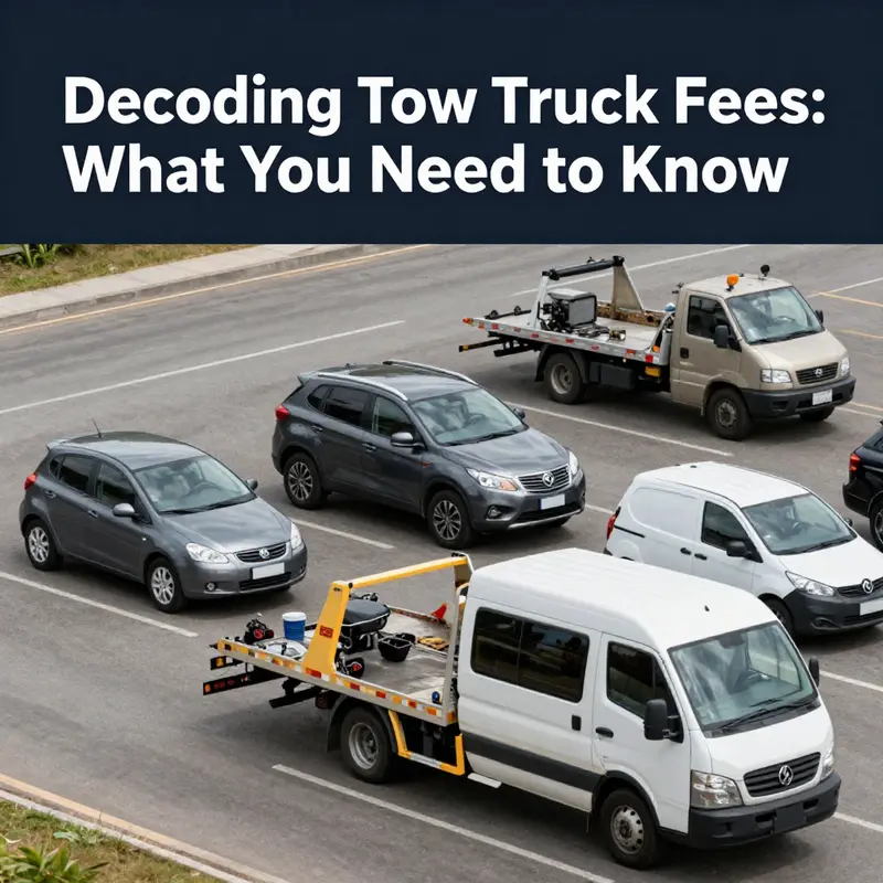 A visual summary of various scenarios affecting tow truck fees.