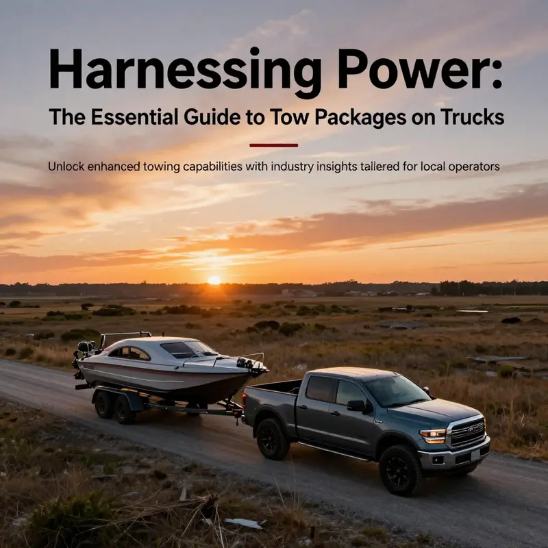 Aerial image depicting a pickup truck towing a boat at sunset, representing the capabilities of tow packages.