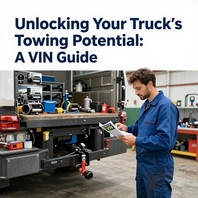 A mechanic utilizing a truck’s manual to determine its towing capacity using the VIN.
