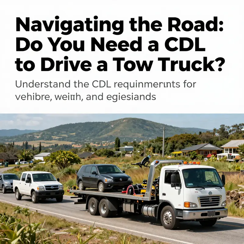 A scenic landscape depicting various tow trucks in use, highlighting the context of towing services on islands.