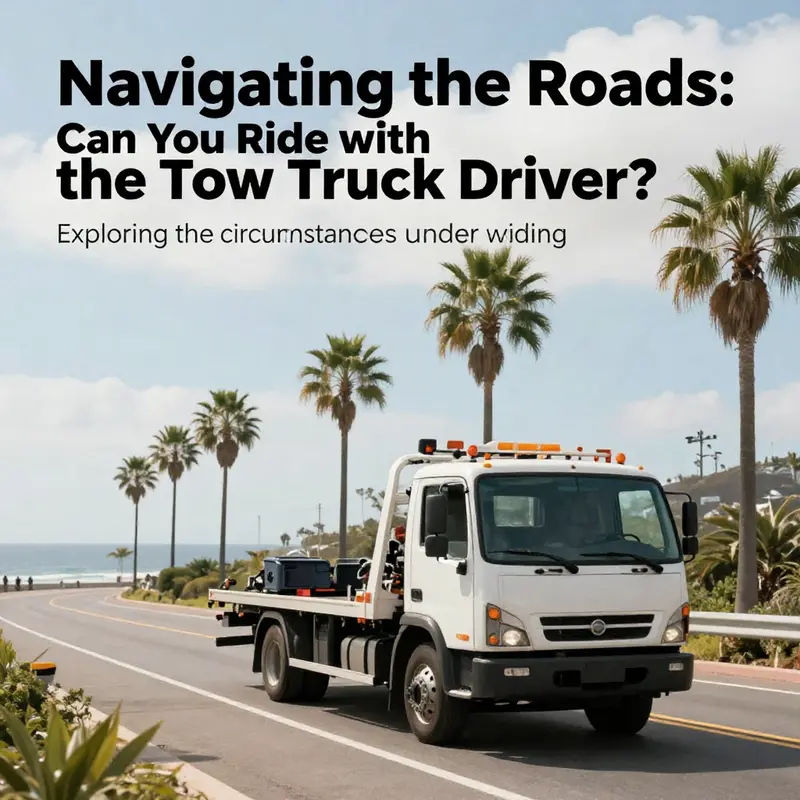 A tow truck navigating a coastal road, epitomizing the harmony between vehicle assistance and island lifestyle.