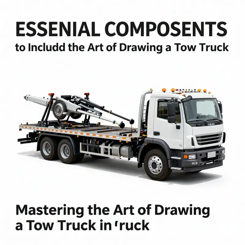 A visual step-by-step guide to drawing a tow truck.