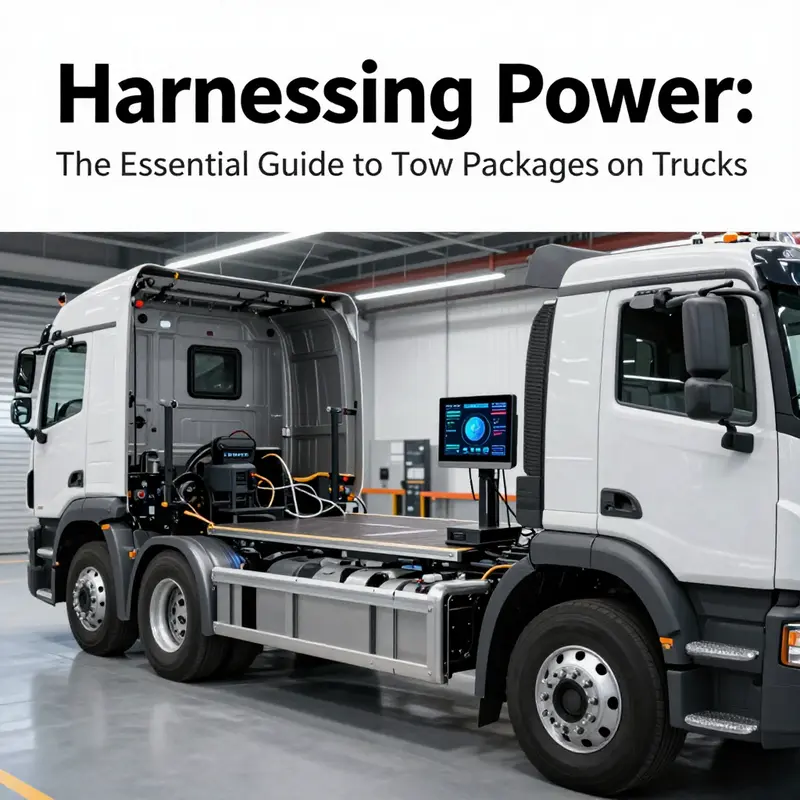 Key features of tow packages including radiator, hitch, and wiring harness.
