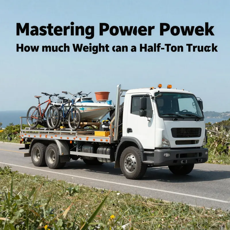 A half-ton truck exemplifying its towing potential on a scenic island road.