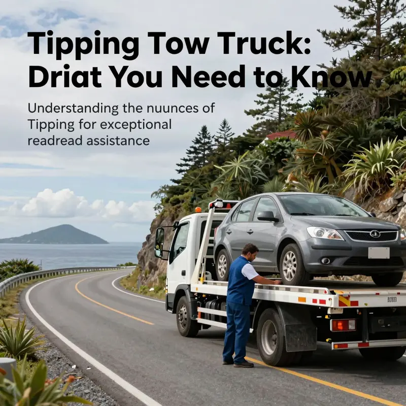A tow truck assisting a vehicle on a picturesque island road, depicting the critical role of roadside service in motorist safety.