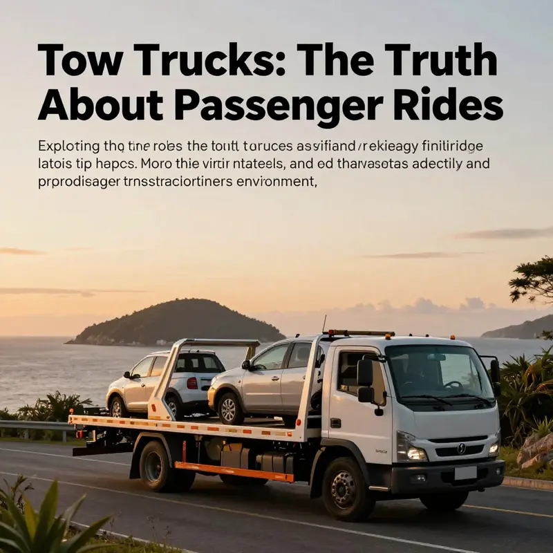 A tow truck positioned against a stunning island sunset, demonstrating its role in vehicle assistance.