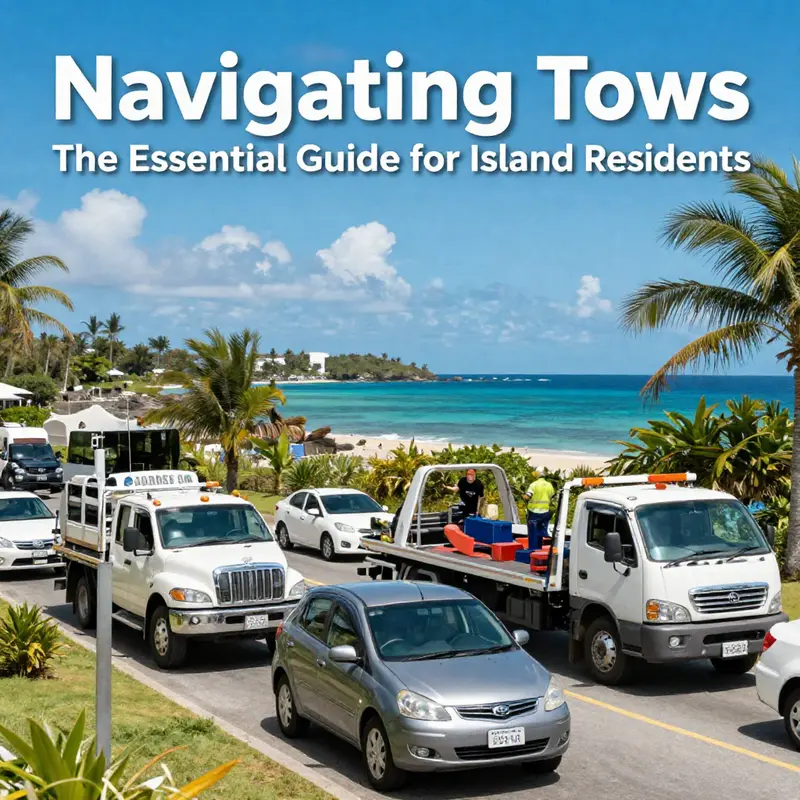 A diverse array of vehicles in an island setting, showcasing the importance of transportation reliability and assistance.