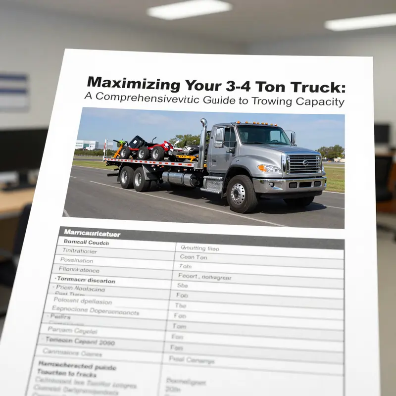 Different configurations of 3-4 ton trucks showcase their versatile towing capacities.