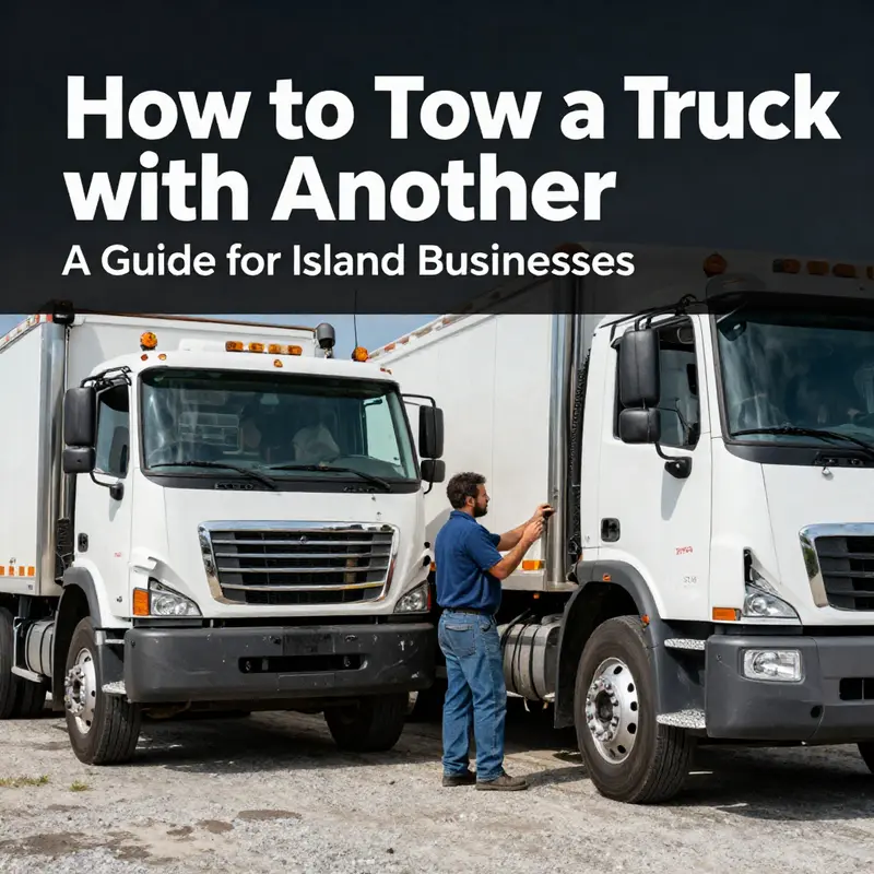 Mechanic reviewing towing specifications and regulations for two trucks.