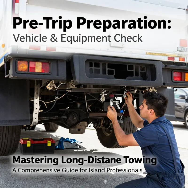 Mechanic performing a comprehensive vehicle check before towing.