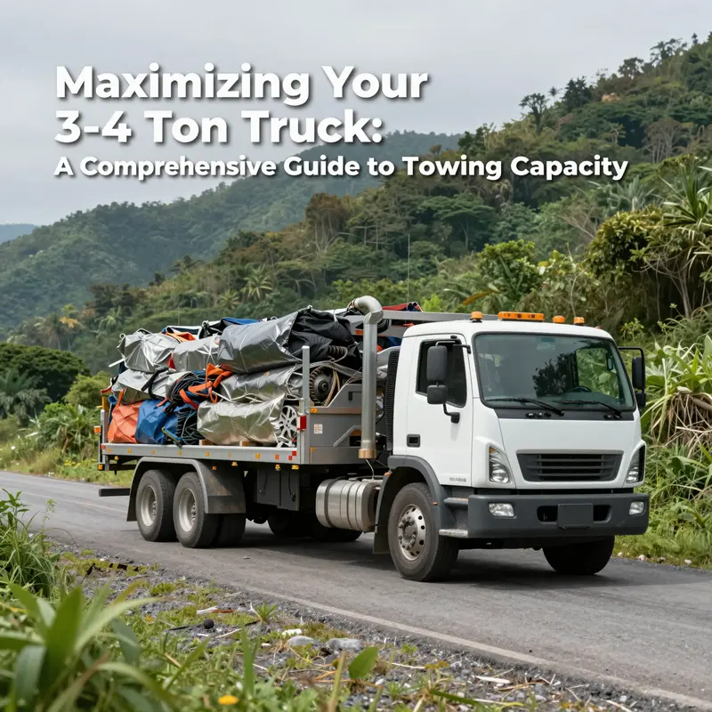 Different configurations of 3-4 ton trucks showcase their versatile towing capacities.