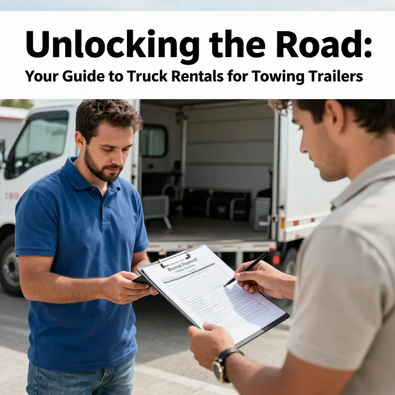 An array of truck and trailer rental options available from major companies.