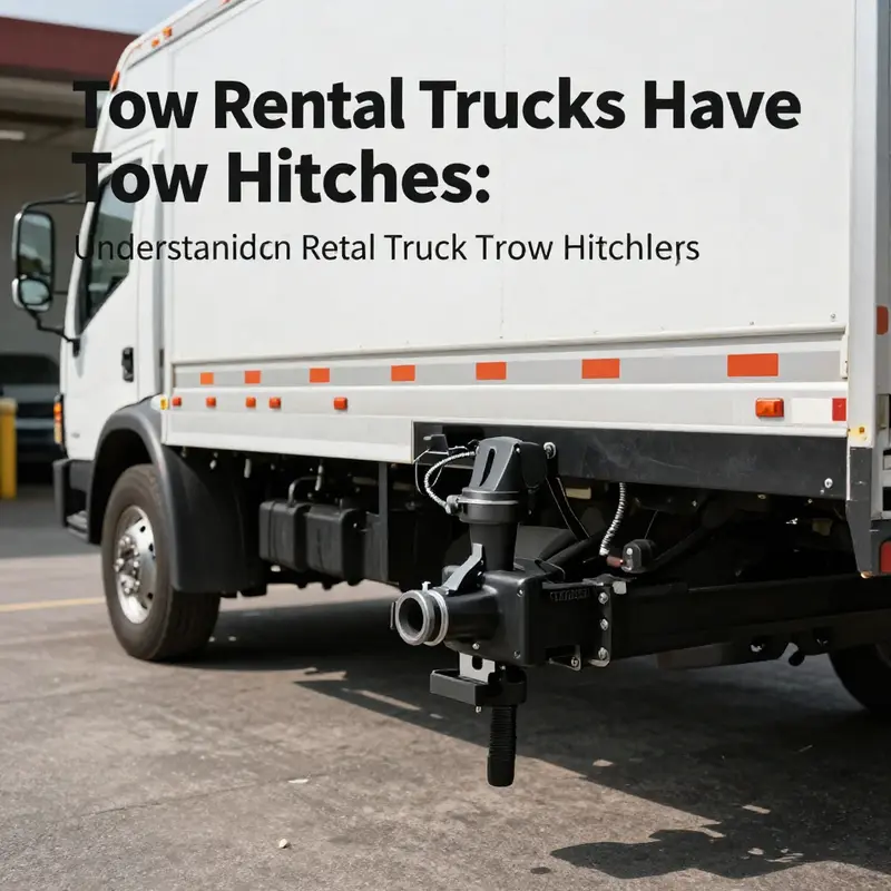 A rental truck showcasing its tow hitch availability, ready for transport needs.