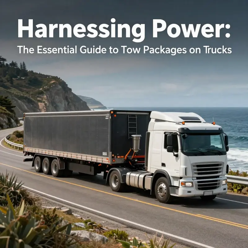 Key features of tow packages including radiator, hitch, and wiring harness.