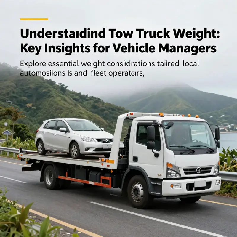 A scenic view of a tow truck actively towing a vehicle along a beautiful island landscape.