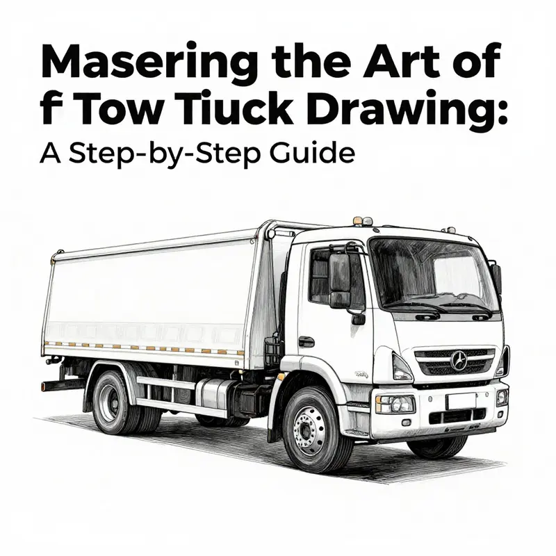 Basic outline of a tow truck, showcasing the foundational structure essential for drawing.
