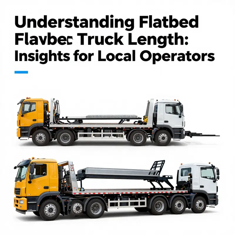 This image illustrates a flatbed tow truck parked alongside a car, allowing viewers to grasp the dimensions effectively.