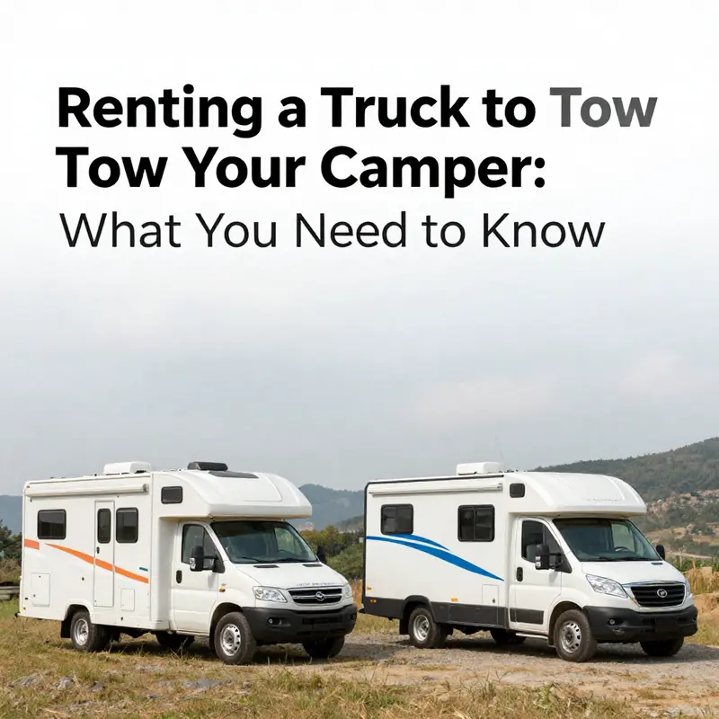A pickup truck prepared for camper towing, highlighting necessary features like a trailer hitch.