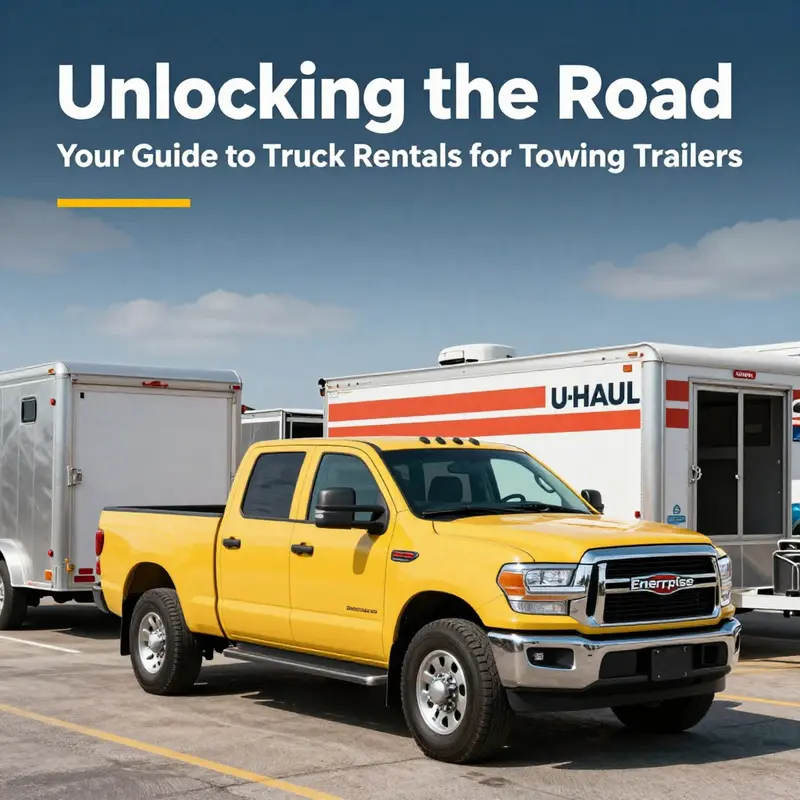 An array of truck and trailer rental options available from major companies.