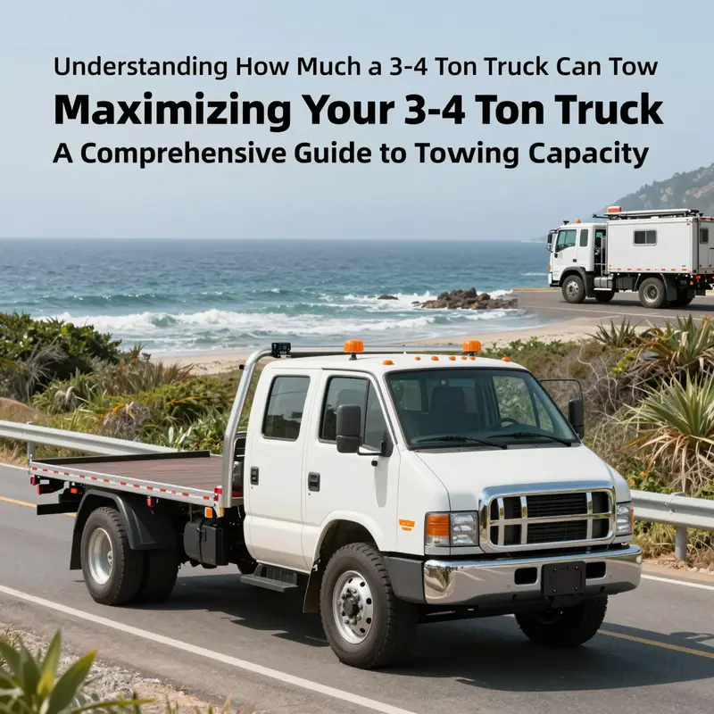 Different configurations of 3-4 ton trucks showcase their versatile towing capacities.