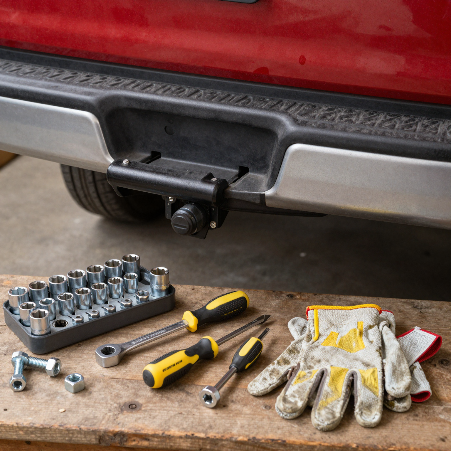 Tools and materials for towing hitch installation