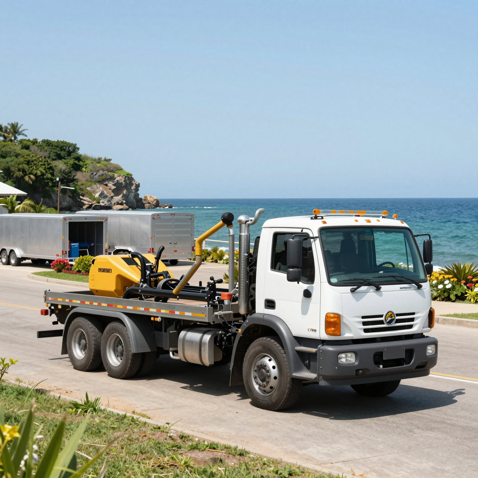 Towing Truck in a Coastal Resort Area