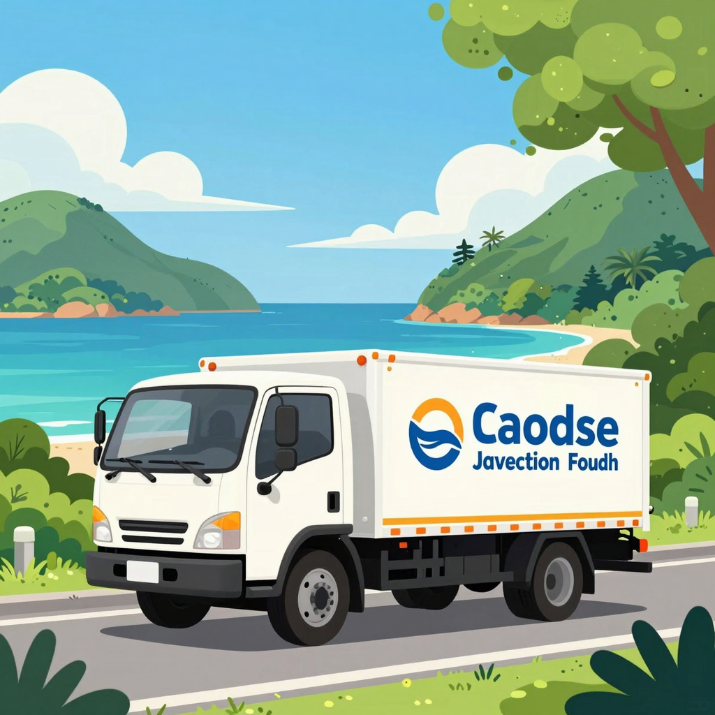 Tow Truck in Scenic Island Setting