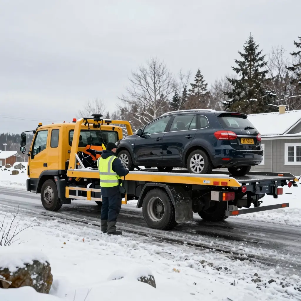 Professional towing service in action