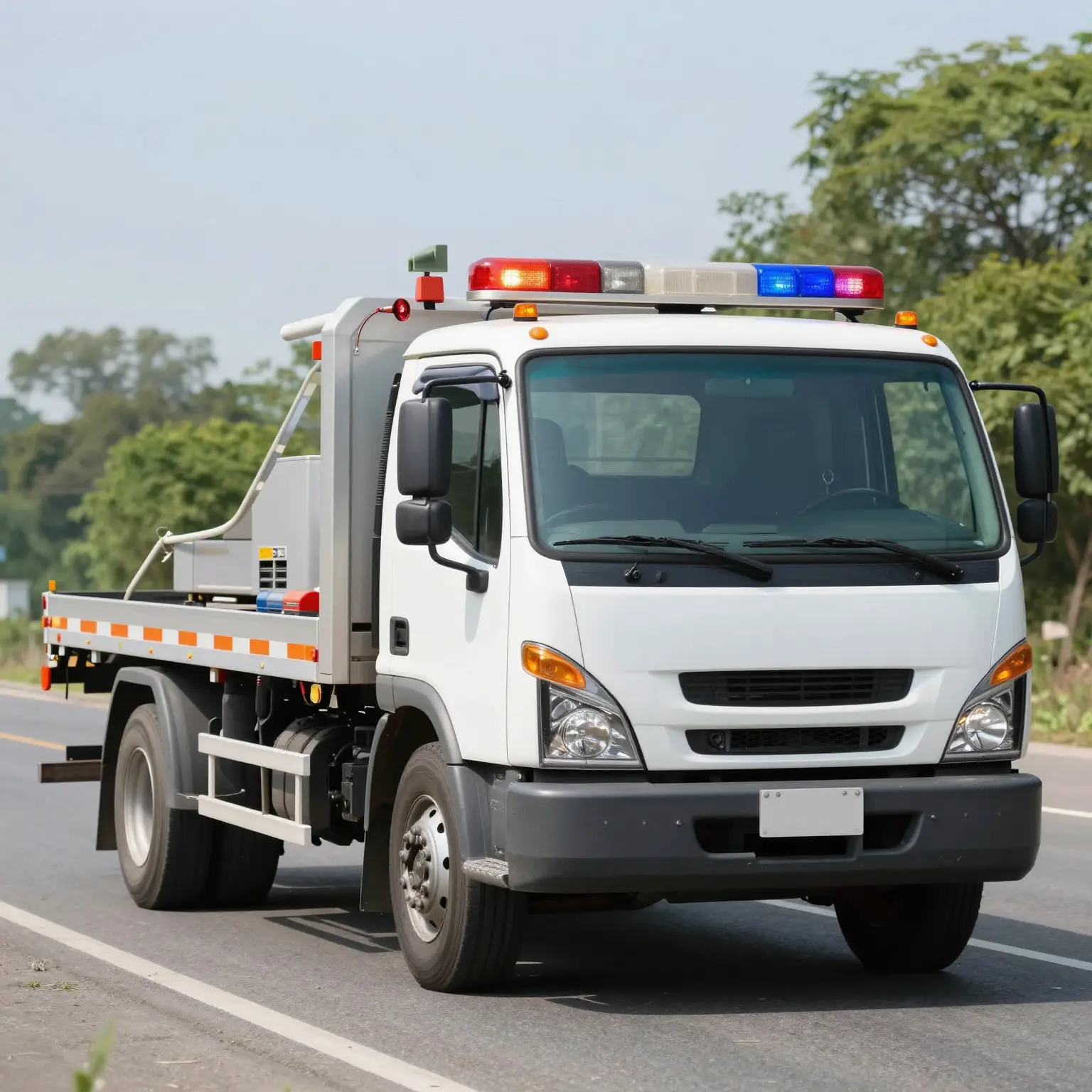 Tow Truck with Red and Blue Lights
