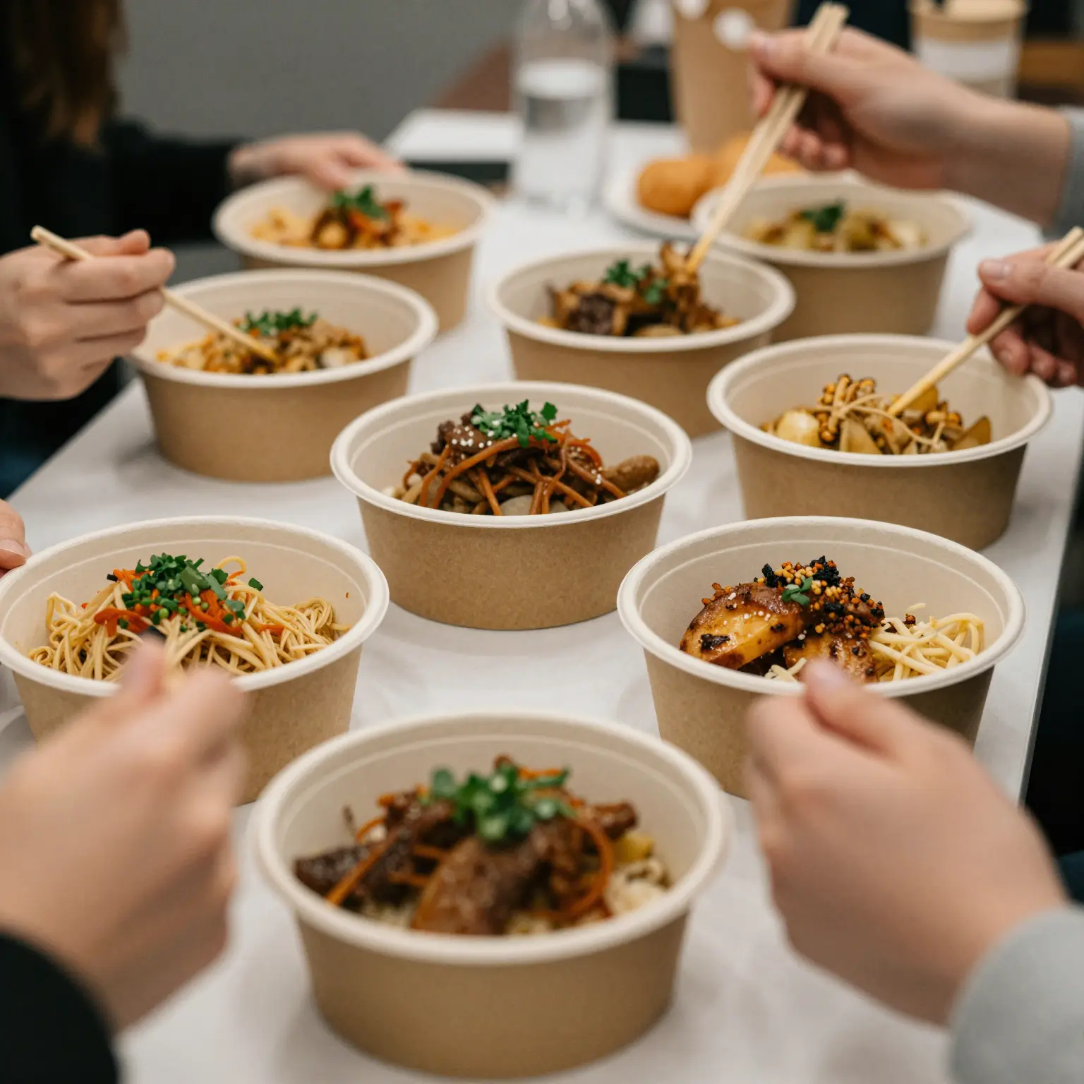 Paper Bowls in Use