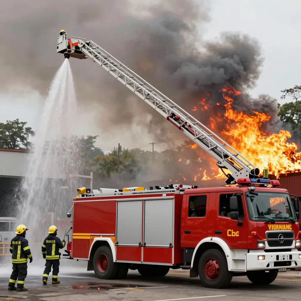 Ladder Fire Truck in Action