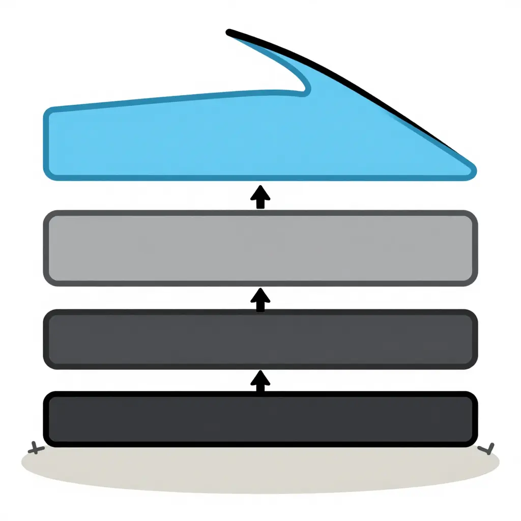 2D cross-section diagram of a motorcycle fairing showing the stacked paint layer, primer layer, and base plastic substrate with directional arrows indicating the layer order