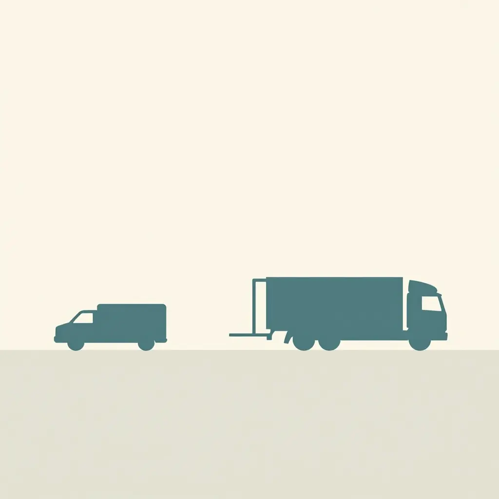 Flat diagram of two truck silhouettes separated by a horizontal weight threshold